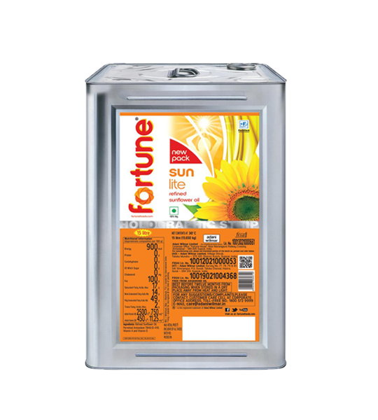 Fortune Sun Lite Sunflower Refined Oil 15 Litre Tin