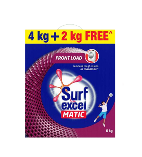 Surf Excel Matic Front Load Detergent Powder 6 Kg (4 Kg+ 2 Kg) Pouch